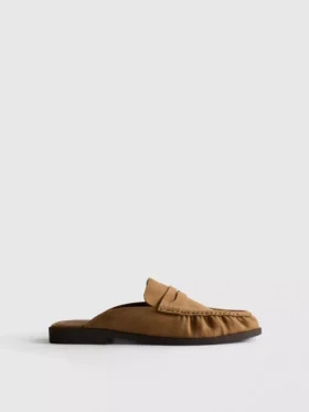 Suni süet loafer terlik sandaletler