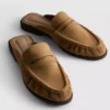 Suni süet loafer terlik sandaletler