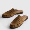 Suni süet loafer terlik sandaletler