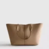Suni süet panelli tote çanta