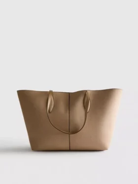 Suni süet panelli tote çanta