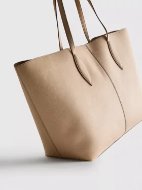 Suni süet panelli tote çanta