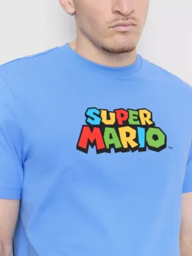 Super Mario pamuklu grafik tişört