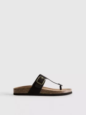 T-bar tokalı mules sandaletler