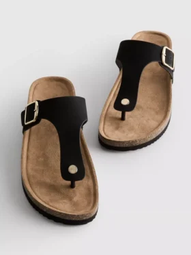 T-bar tokalı mules sandaletler