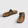 T-bar tokalı mules sandaletler