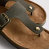 T-bar tokalı mules sandaletler