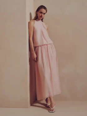The Edit drapeli halter yaka, hava akışlı bluz