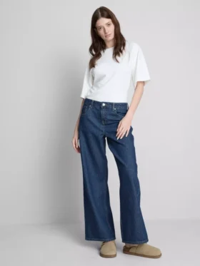 The Edit düz paça pamuklu denim jeanler