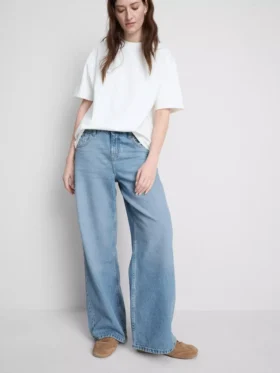 The Edit düz paça pamuklu denim jeanler