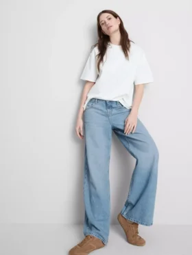 The Edit düz paça pamuklu denim jeanler