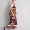 The Edit keten karışımlı baskılı halter midi elbise The Edit keten karışımlı baskılı halter midi elbise