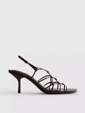 The Edit marka örgülü stiletto topuklu sandaletler