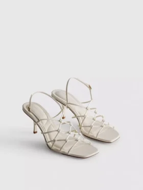 The Edit marka örgülü stiletto topuklu sandaletler