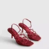The Edit marka örgülü stiletto topuklu sandaletler