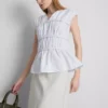 The Edit poplin büzgülü V yakalı üst The Edit poplin büzgülü V yakalı üst