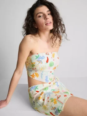The Primark Scene | Baskılı kavisli bandeau üst