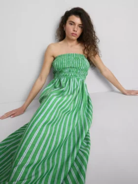 The Primark Scene | Büzgülü çizgili bandeau midi elbise