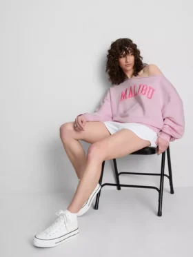 The Primark Scene | Sloganlı omuzları açık sweatshirt