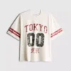 Tokyo kısa kollu eskitilmiş grafik şort