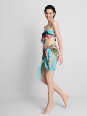 Tropikal desenli püsküllü sarong
