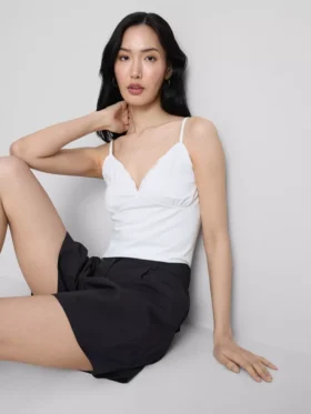 V yakalı babydoll cami üst