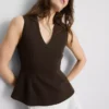 V yakalı peplum kolsuz üst V yakalı peplum kolsuz üst