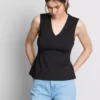 V yakalı peplum kolsuz üst V yakalı peplum kolsuz üst
