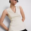 V yakalı peplum kolsuz üst V yakalı peplum kolsuz üst