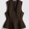 V yakalı peplum kolsuz üst V yakalı peplum kolsuz üst