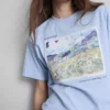 Vincent van Gogh manzara resimli pamuklu tişört Vincent van Gogh manzara resimli pamuklu tişört