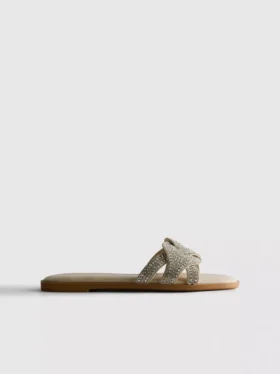 Yapay elmaslı mules sandaletler