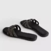 Yapay elmaslı mules sandaletler