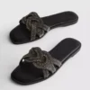 Yapay elmaslı mules sandaletler