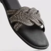 Yapay elmaslı mules sandaletler