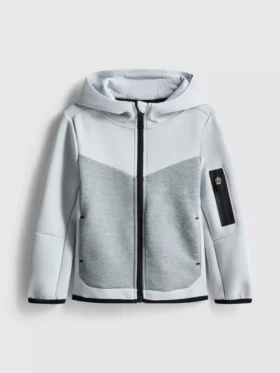 Yapıştırmalı fermuarlı kapüşonlu sweatshirt