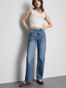 Yüksek bel düz paça jean
