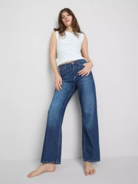 Yüksek bel düz paça jean