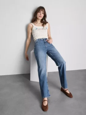 Yüksek bel düz paça jean